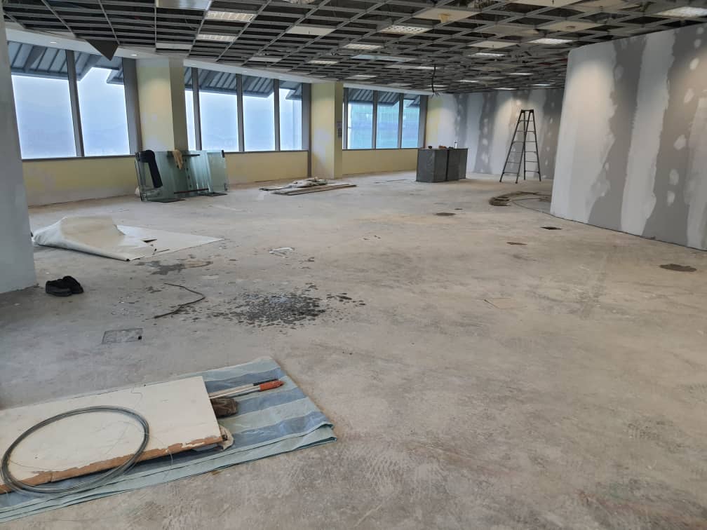 Office reinstatement and subdivision work in progress at Menara Maxis Level 42